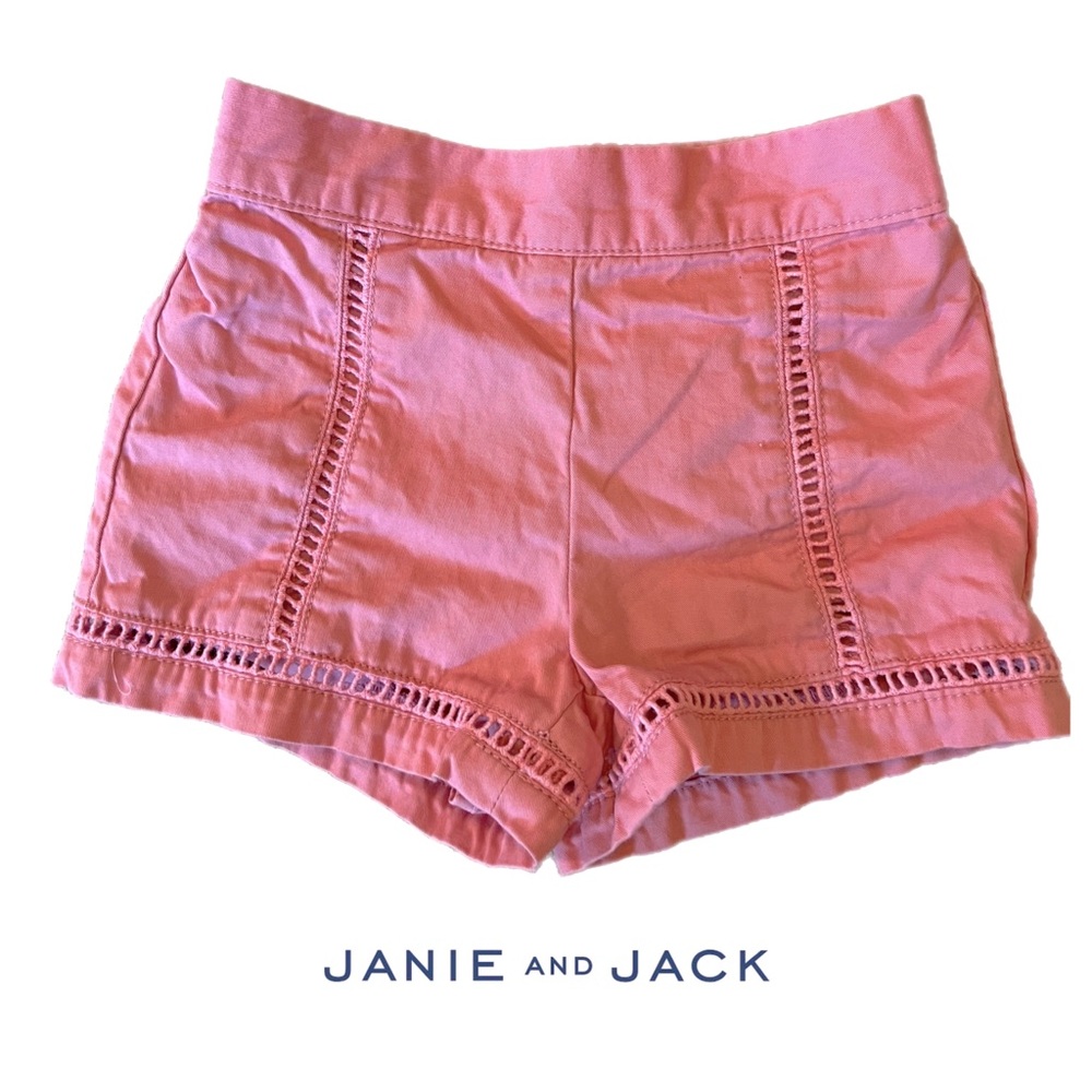 Janie and Jack pink baby girl shorts cut out detail 12-18 months